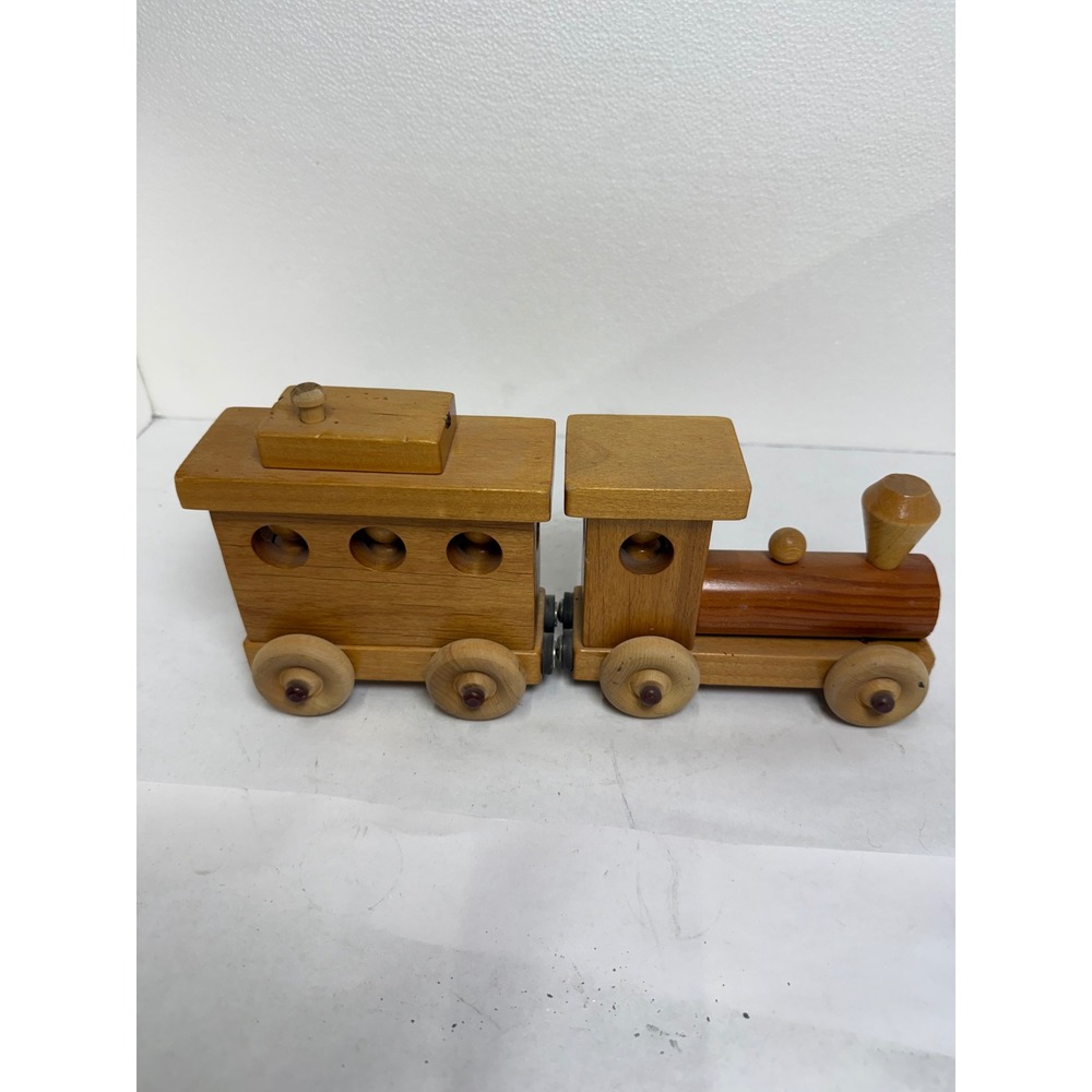 Yorgos The Greek Toy Train Unisex Brown Handcrafted Wooden Magnetic 2-Piece Set